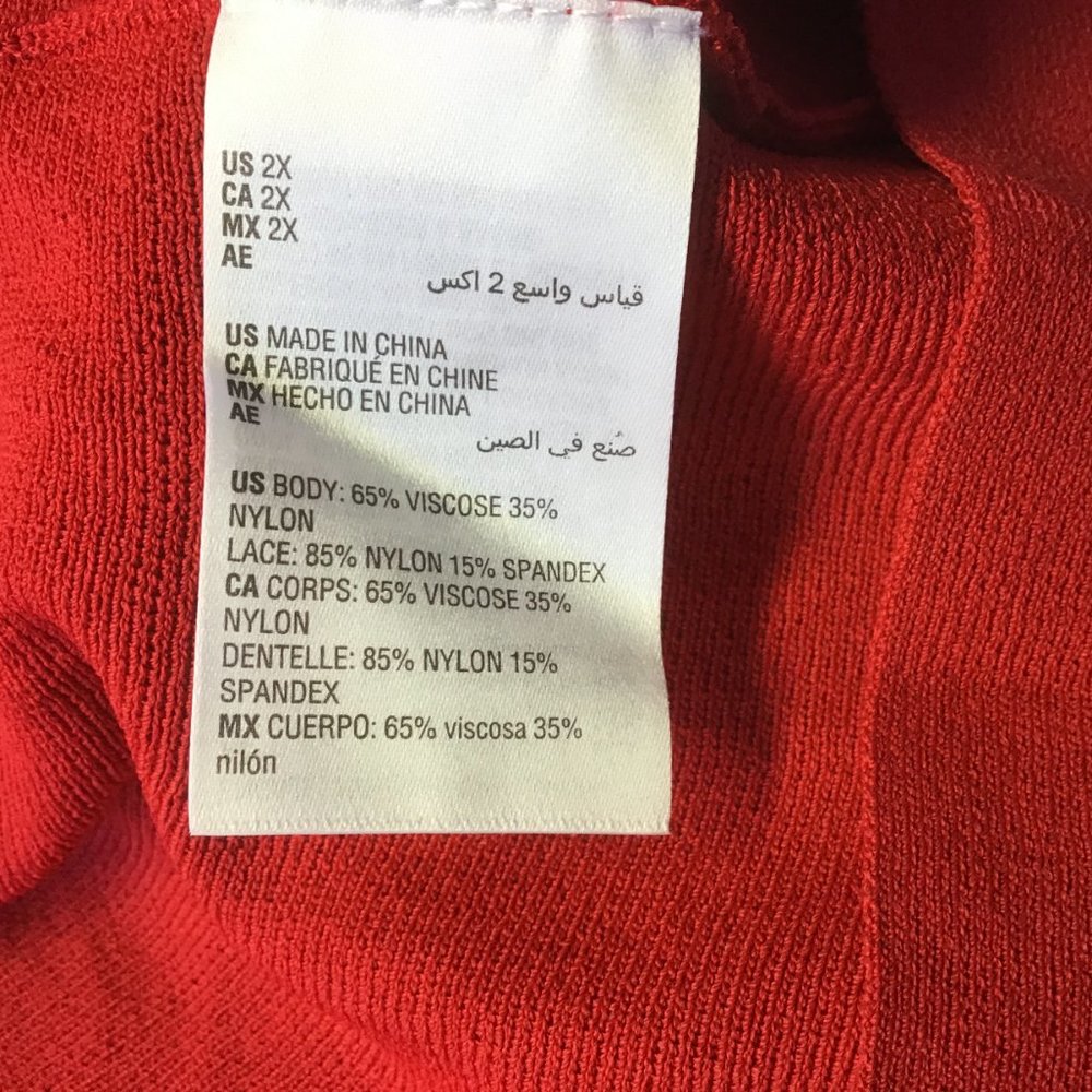 INC Real Red Peplum Tunic Top Lacey Long Sleeve Mock Neck Popover Tunic NWT 2X - Picture 7 of 7